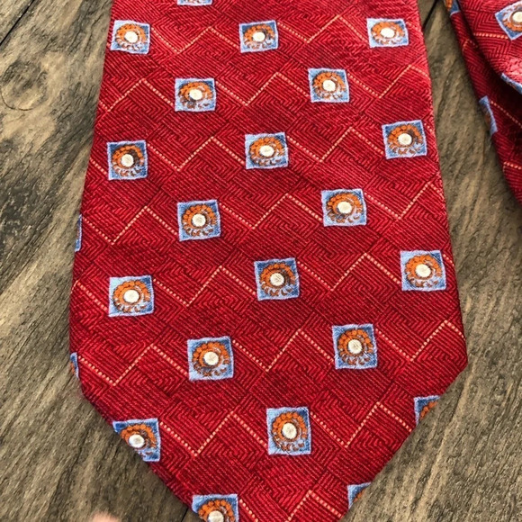Zanzara Mens 100% Silk Vintage Necktie Tie Career Office Work Church Wedding Red - Picture 2 of 3